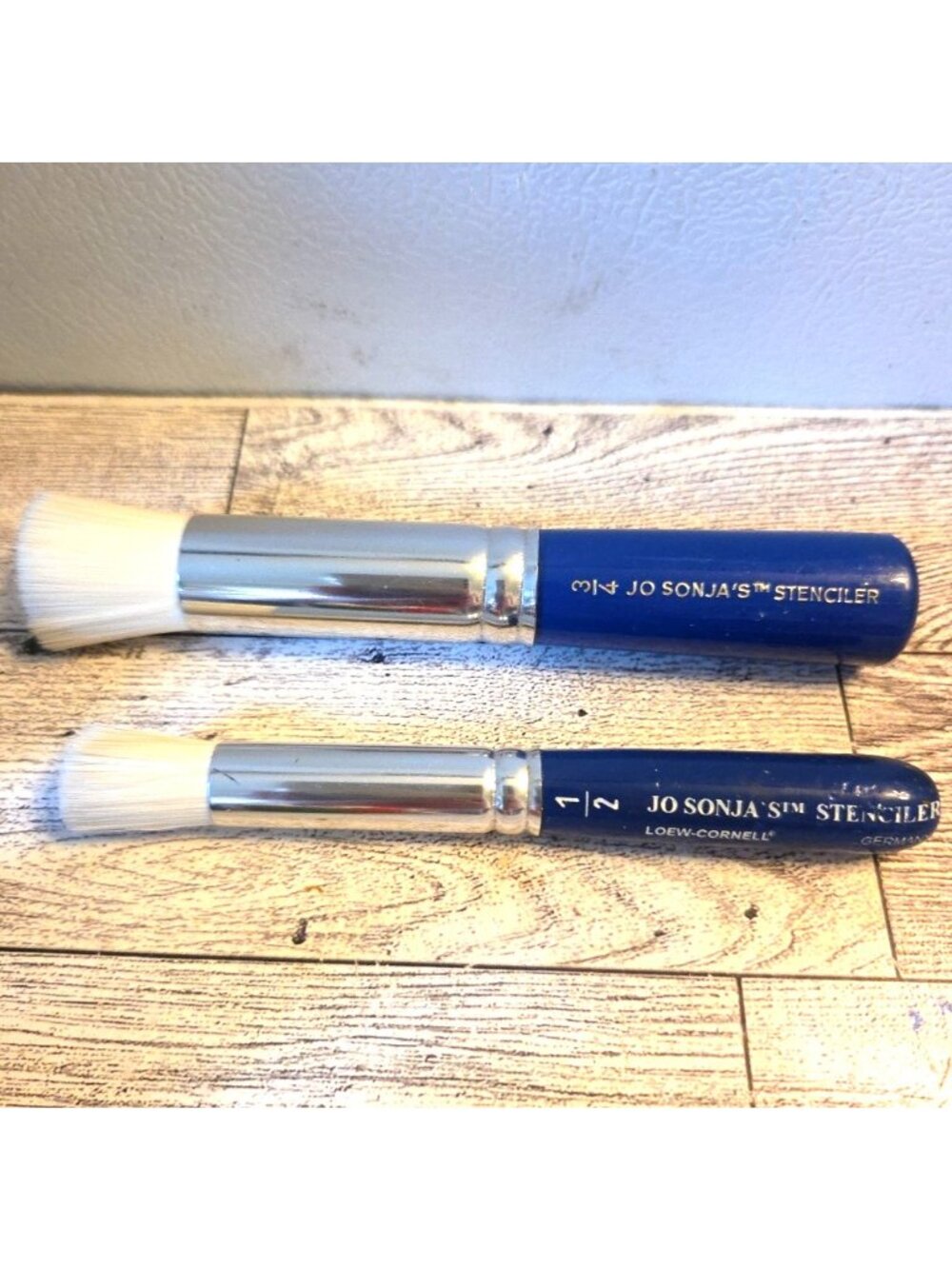 2 Stencil Brushes Jo Sonja 1/2 and 3/4 NEW Stenciler Loew-Cornell